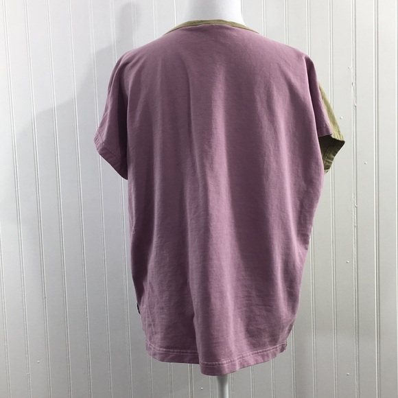 Market Place Purple Green Patchwork Mathura Tee Womens Medium Colorblock Boxy - Picture 3 of 8